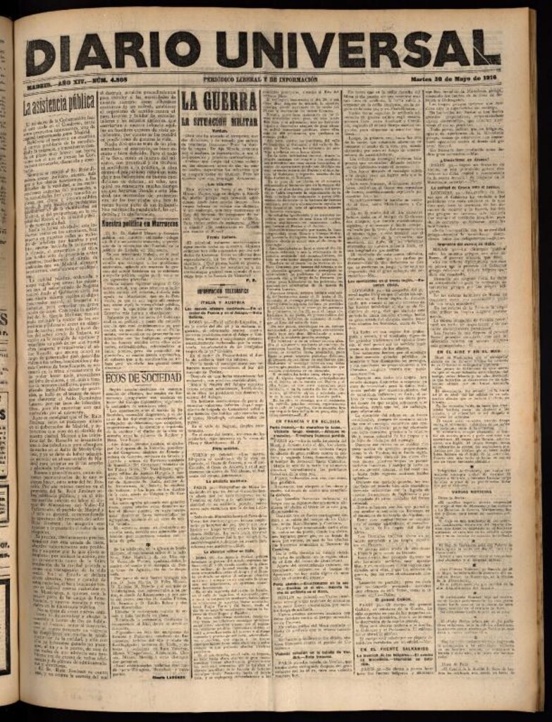 Miniatura de Diario Universal del 30 de mayo de 1916