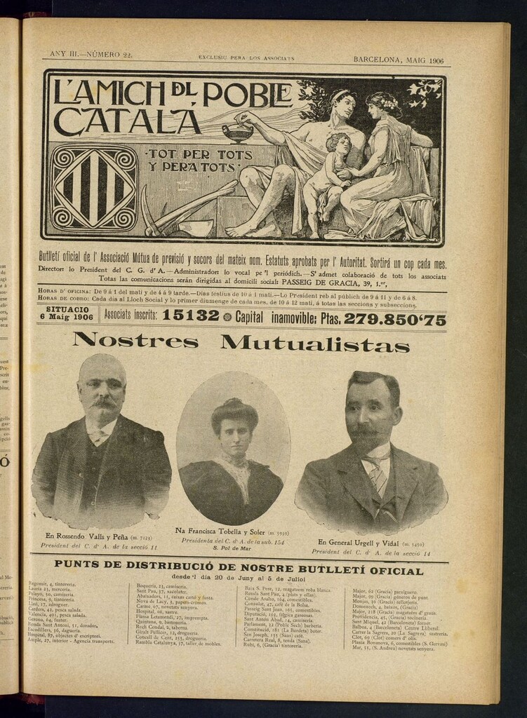 Miniatura de L´amich del poble catalá: butlletí oficial de l´associacio, que´s publicara una volta cada mes de maig de 1906