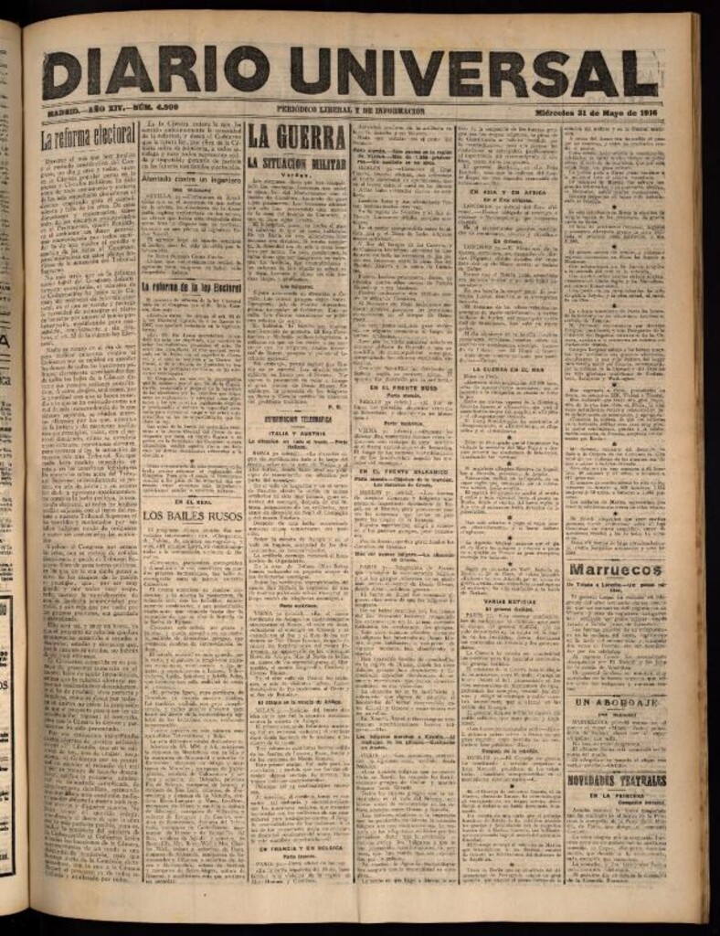 Miniatura de Diario Universal del 31 de mayo de 1916