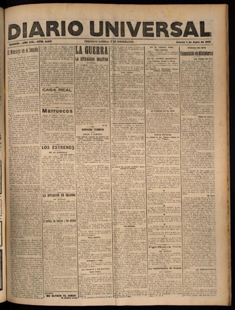 Miniatura de Diario Universal del 1 de junio de 1916