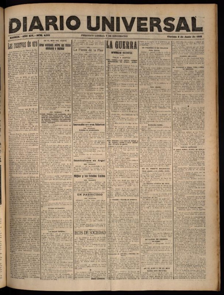 Miniatura de Diario Universal del 2 de junio de 1916