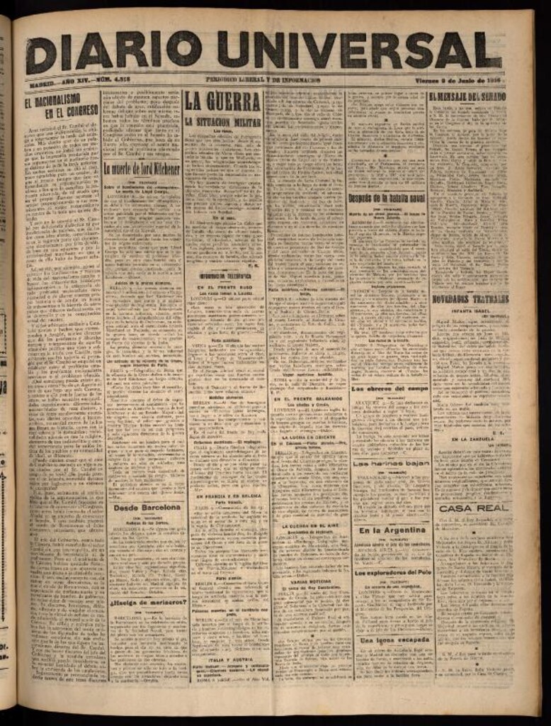 Miniatura de Diario Universal del 9 de junio de 1916