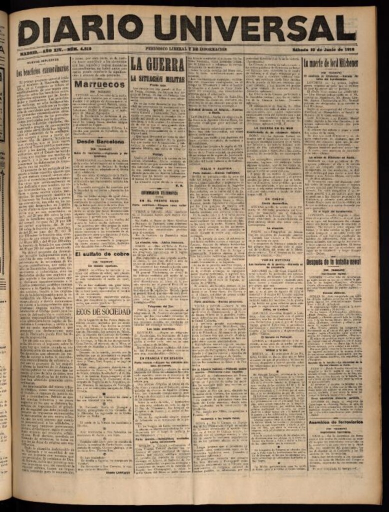 Miniatura de Diario Universal del 10 de junio de 1916