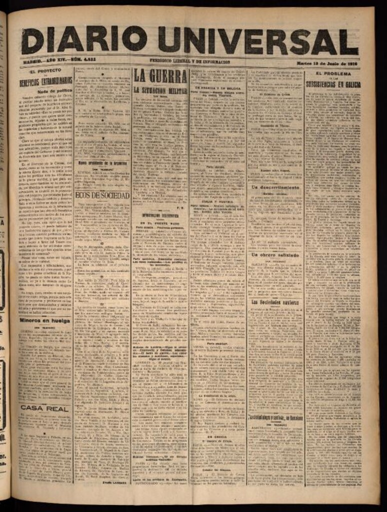 Miniatura de Diario Universal del 13 de junio de 1916