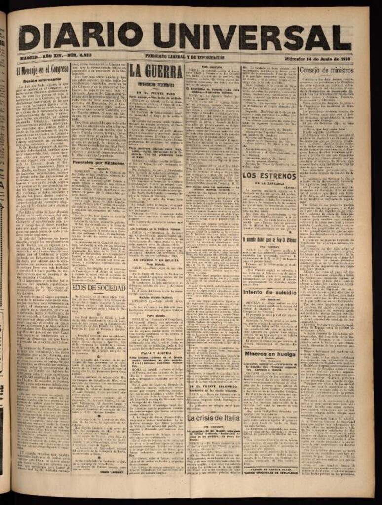 Miniatura de Diario Universal del 14 de junio de 1916