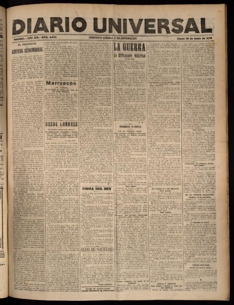 Miniatura de Diario Universal del 19 de junio de 1916