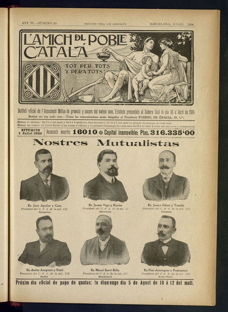 Miniatura de L´amich del poble catalá: butlletí oficial de l´associacio, que´s publicara una volta cada mes de juliol de 1906