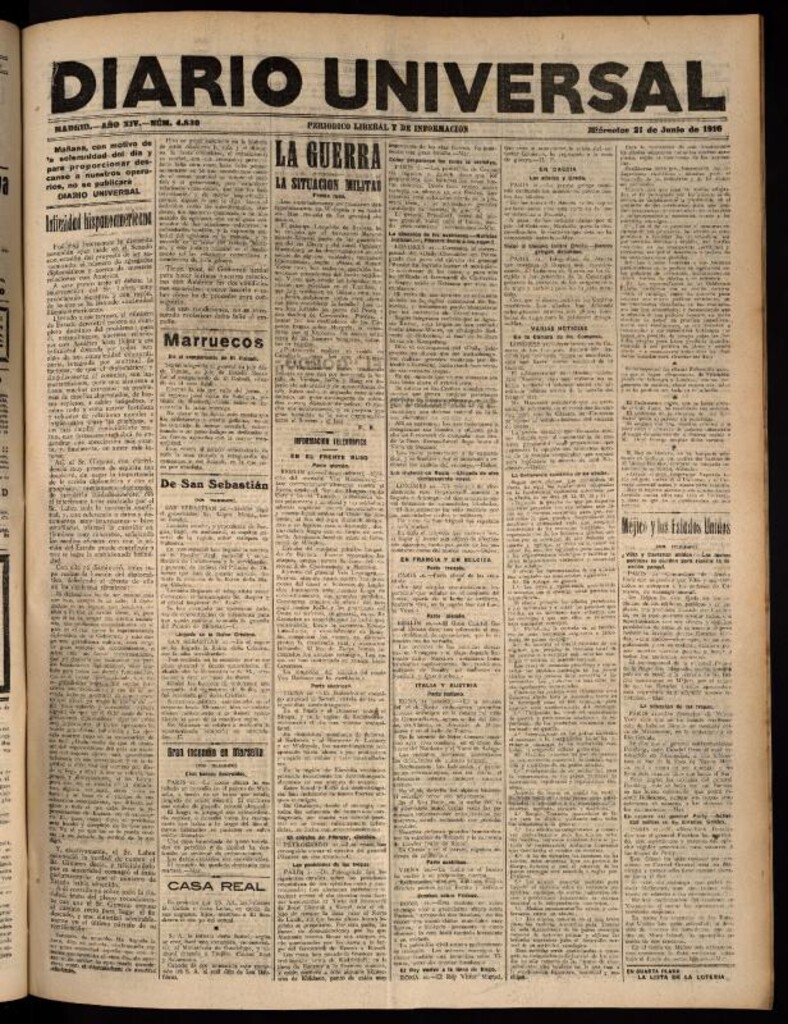 Miniatura de Diario Universal del 21 de junio de 1916
