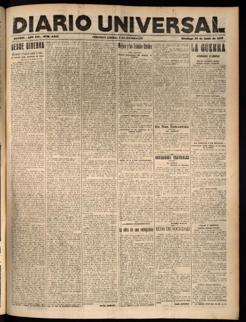 Miniatura de Diario Universal del 25 de junio de 1916