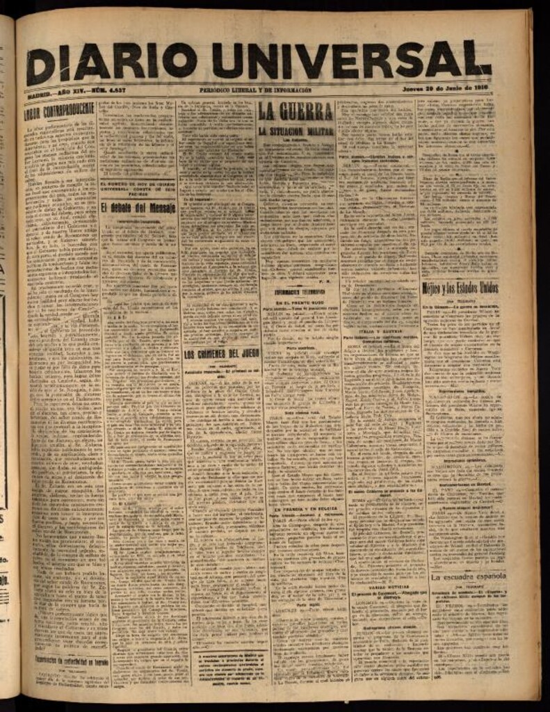 Miniatura de Diario Universal del 29 de junio de 1916