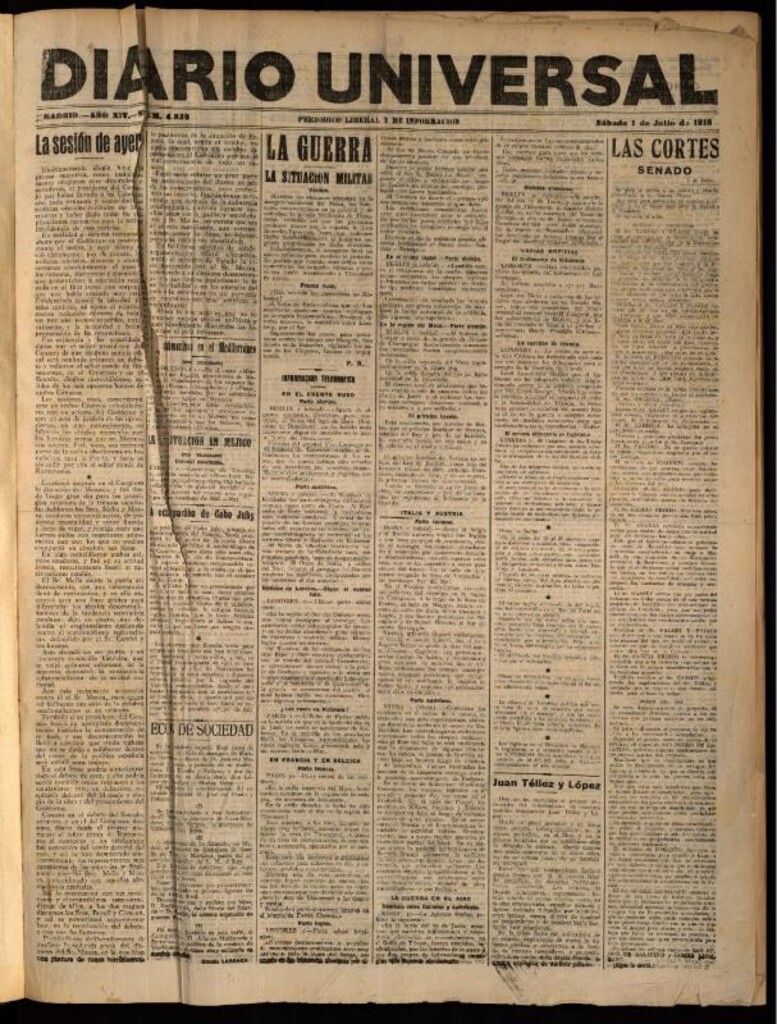 Miniatura de Diario Universal del 1 de julio de 1916