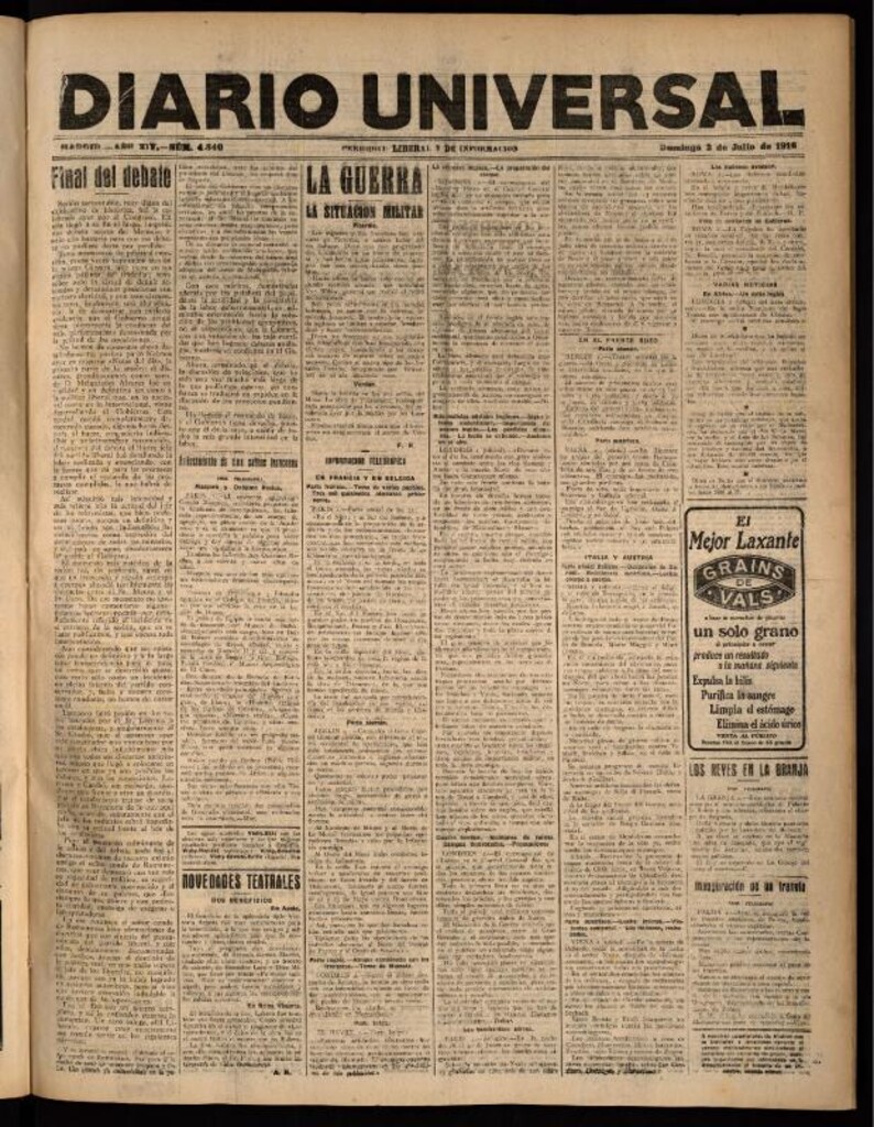 Miniatura de Diario Universal del 2 de julio de 1916