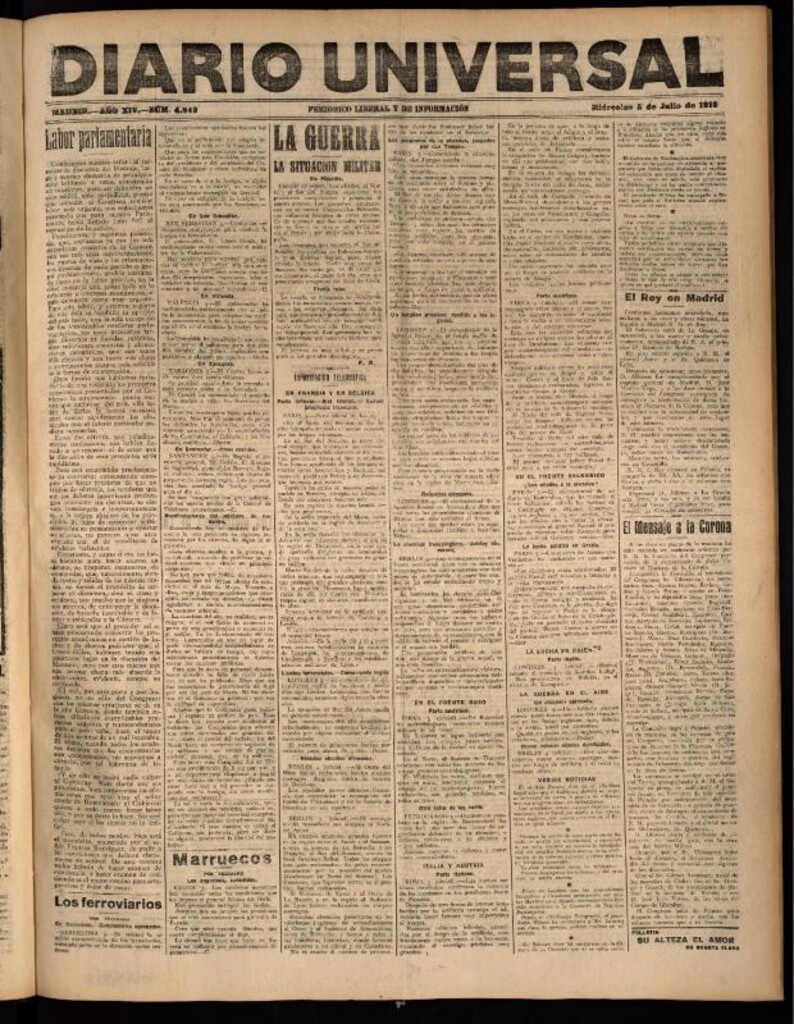 Miniatura de Diario Universal del 5 de julio de 1916