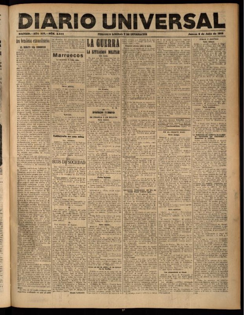 Miniatura de Diario Universal del 6 de julio de 1916