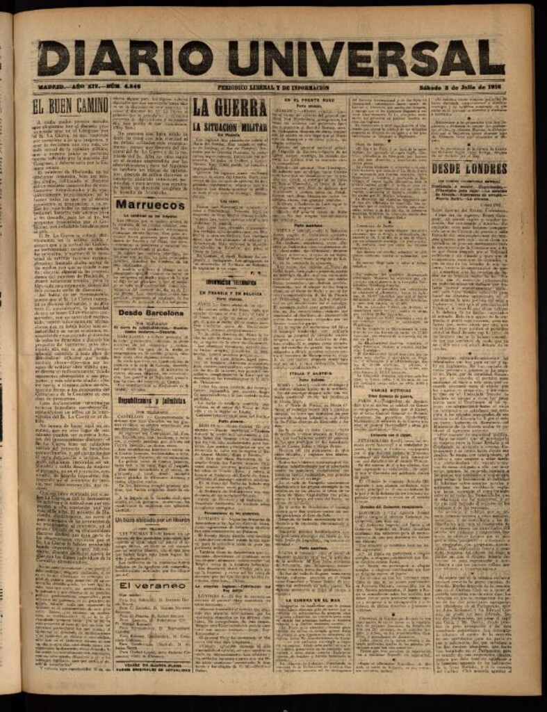Miniatura de Diario Universal del 8 de julio de 1916