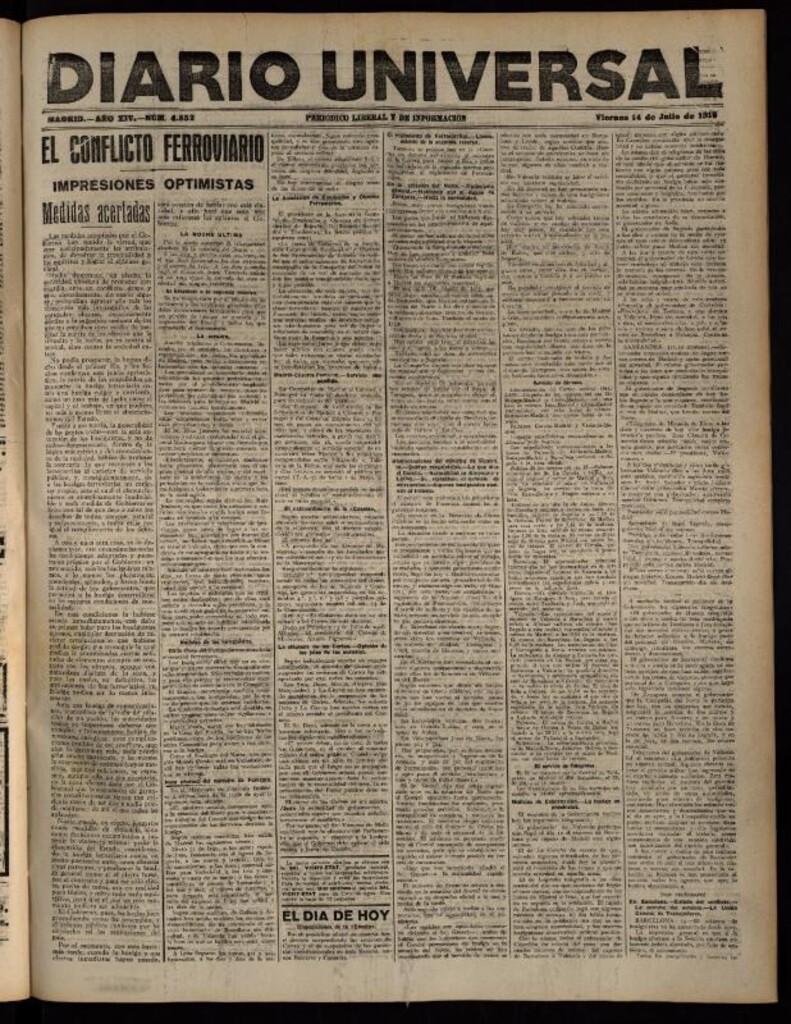 Miniatura de Diario Universal del 14 de julio de 1916