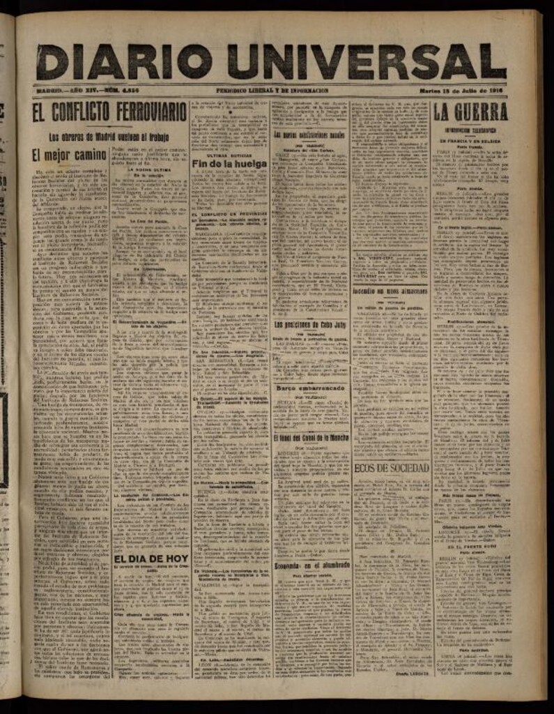 Miniatura de Diario Universal del 18 de julio de 1916