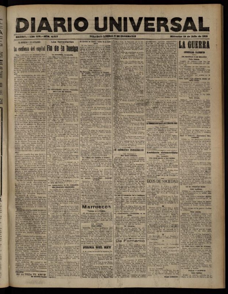 Miniatura de Diario Universal del 19 de julio de 1916