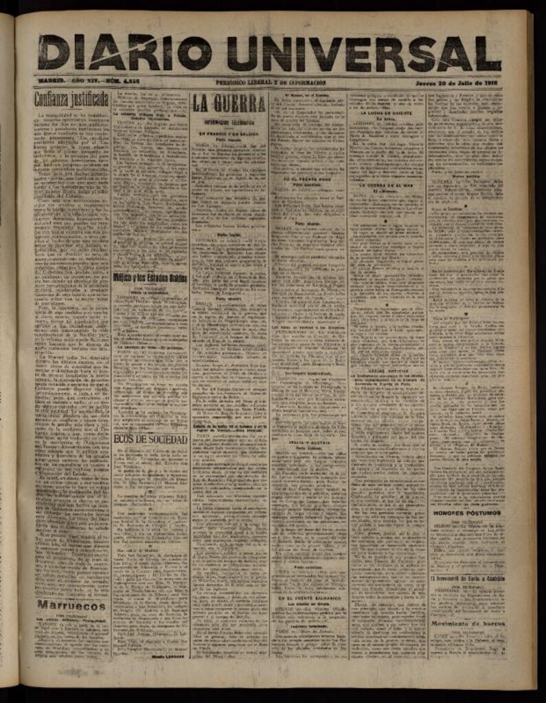Miniatura de Diario Universal del 20 de julio de 1916