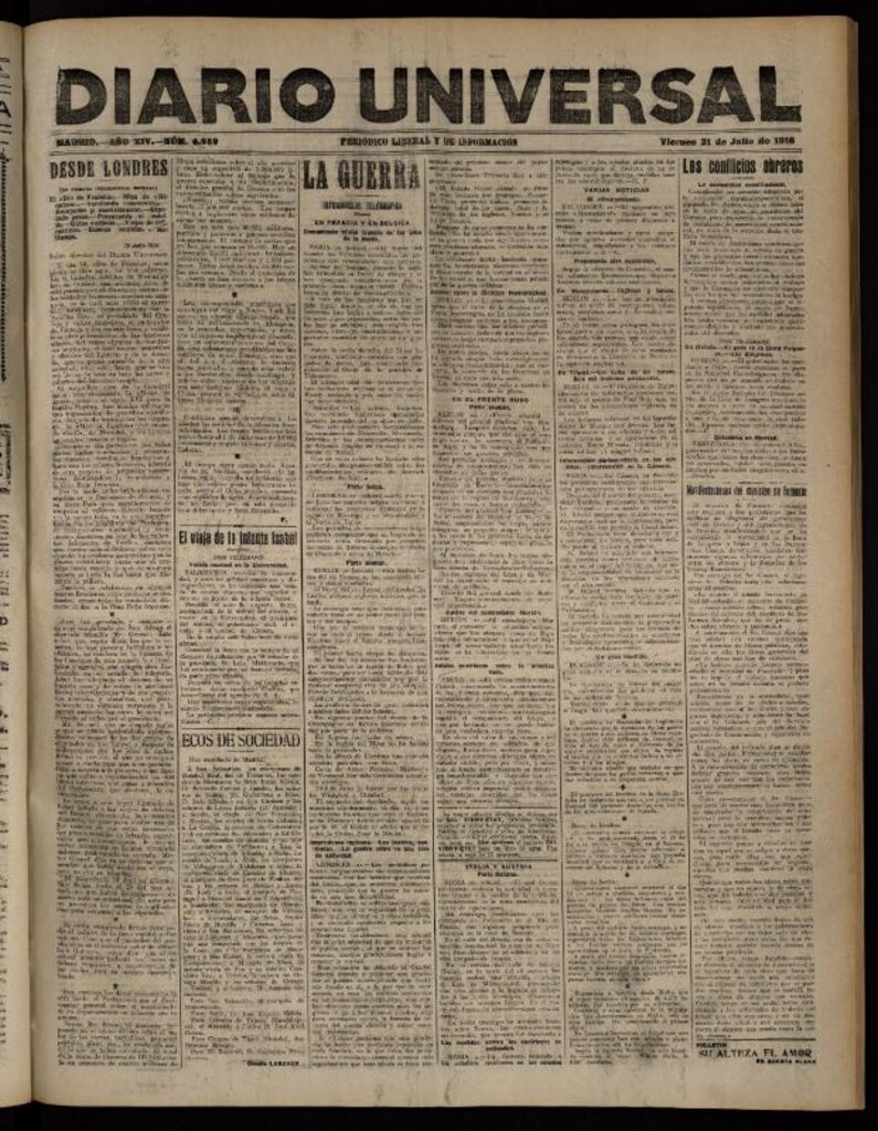 Miniatura de Diario Universal del 21 de julio de 1916