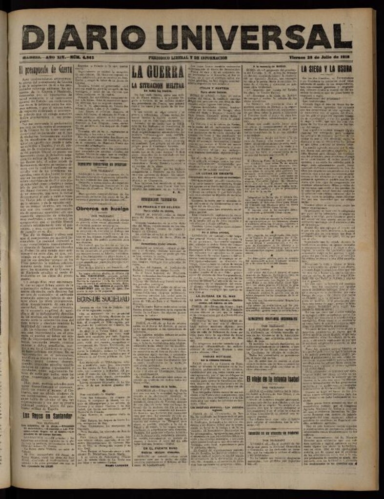 Miniatura de Diario Universal del 28 de julio de 1916