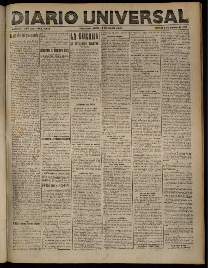 Miniatura de Diario Universal del 1 de agosto de 1916
