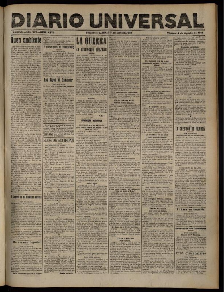 Miniatura de Diario Universal del 4 de agosto de 1916