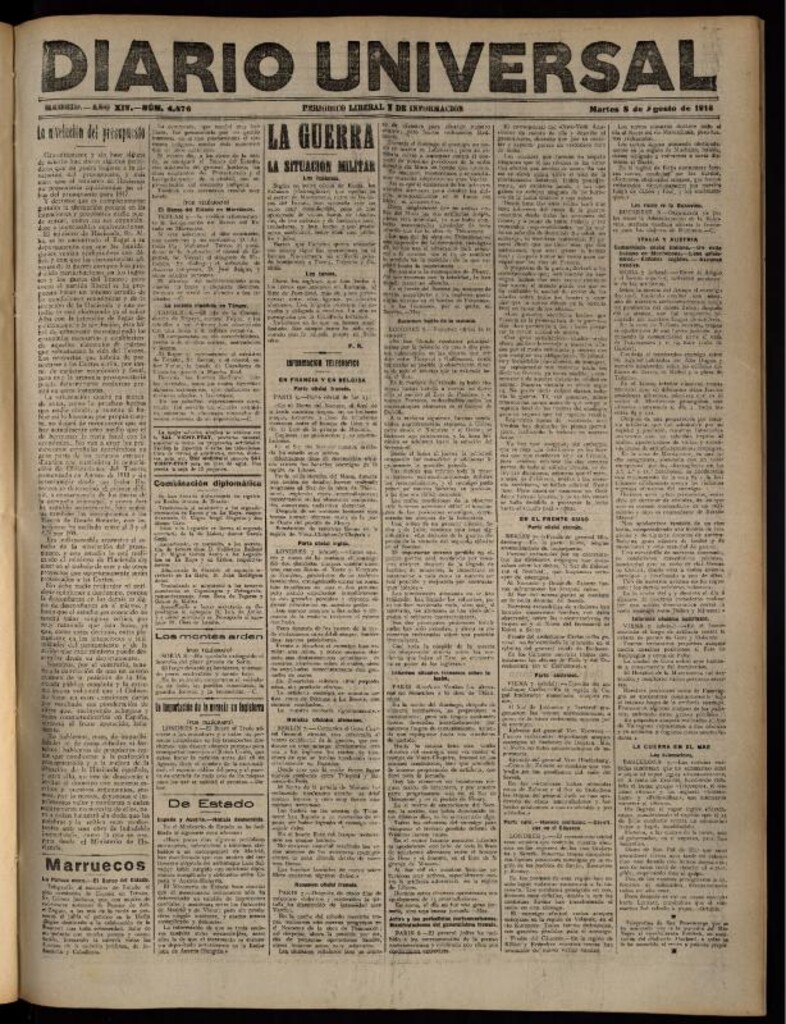 Miniatura de Diario Universal del 8 de agosto de 1916