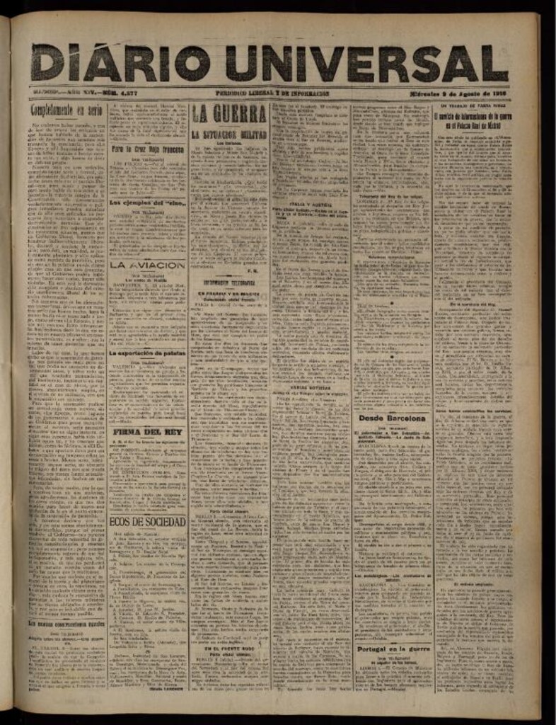 Miniatura de Diario Universal del 9 de agosto de 1916