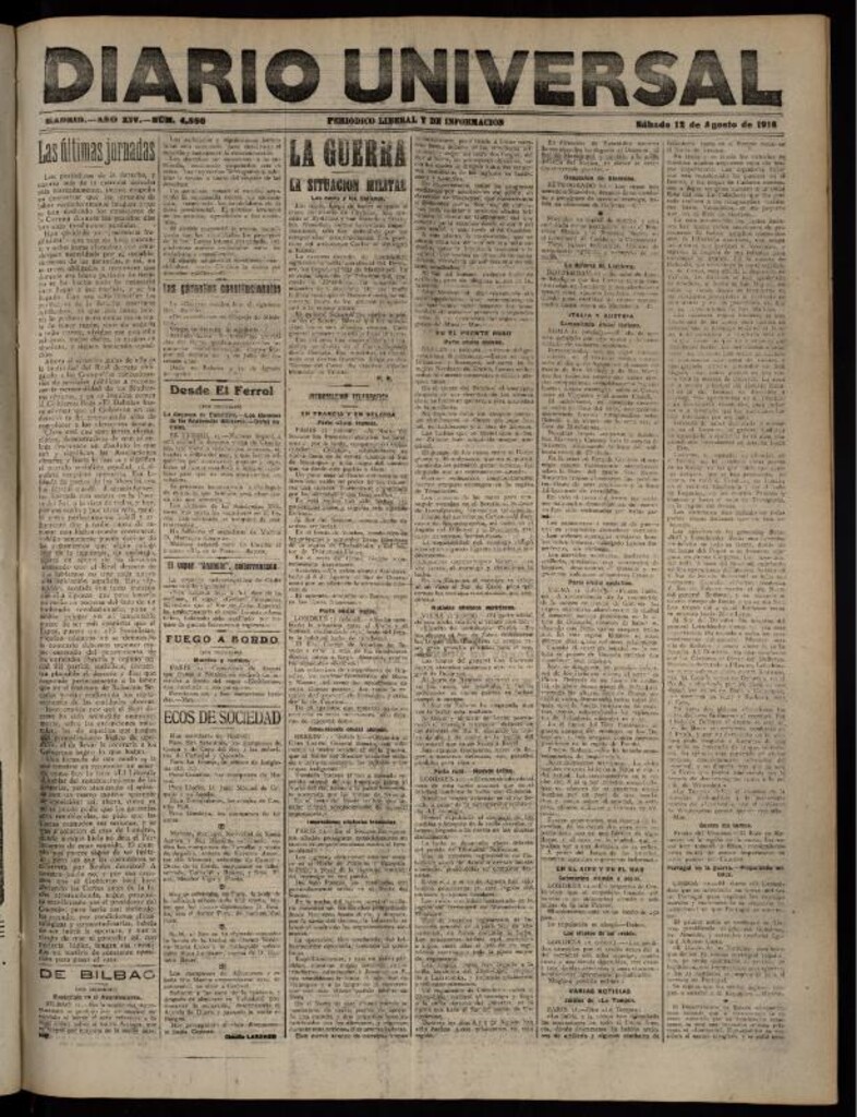 Miniatura de Diario Universal del 12 de agosto de 1916