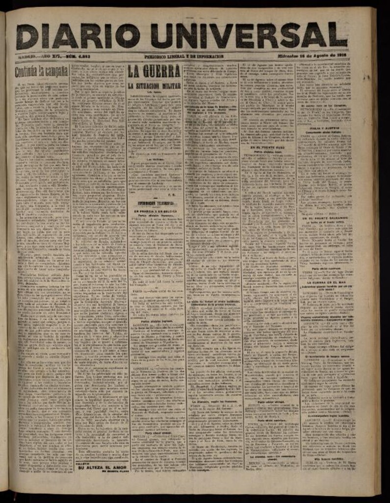Miniatura de Diario Universal del 16 de agosto de 1916