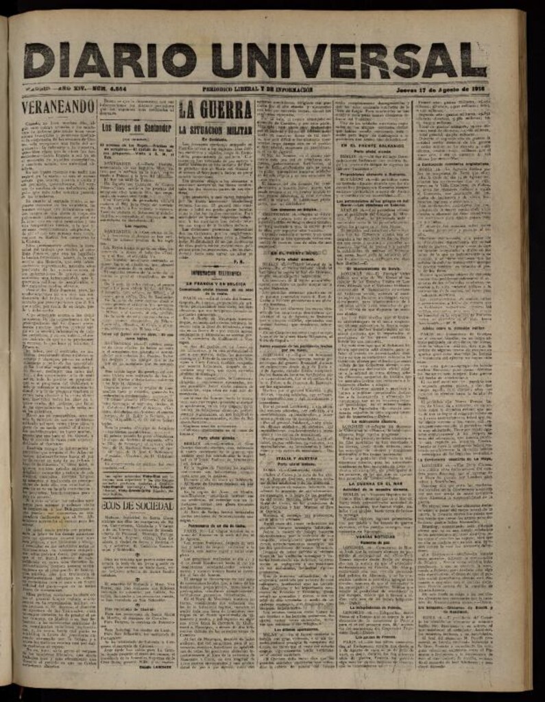 Miniatura de Diario Universal del 17 de agosto de 1916