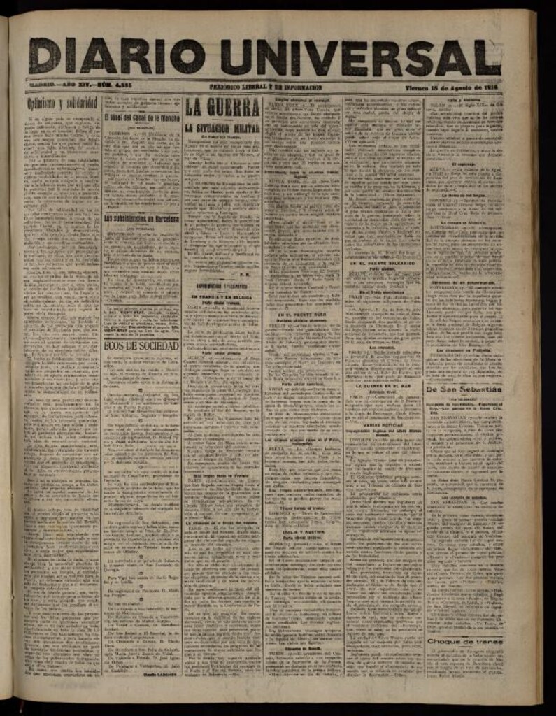 Miniatura de Diario Universal del 18 de agosto de 1916