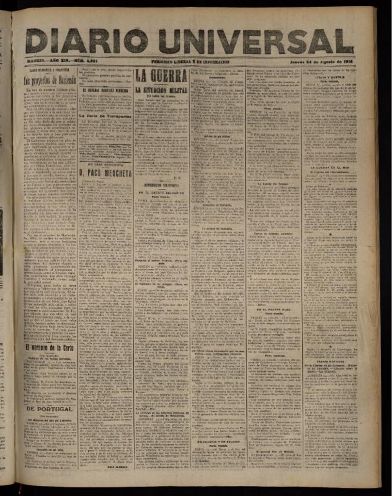 Miniatura de Diario Universal del 24 de agosto de 1916