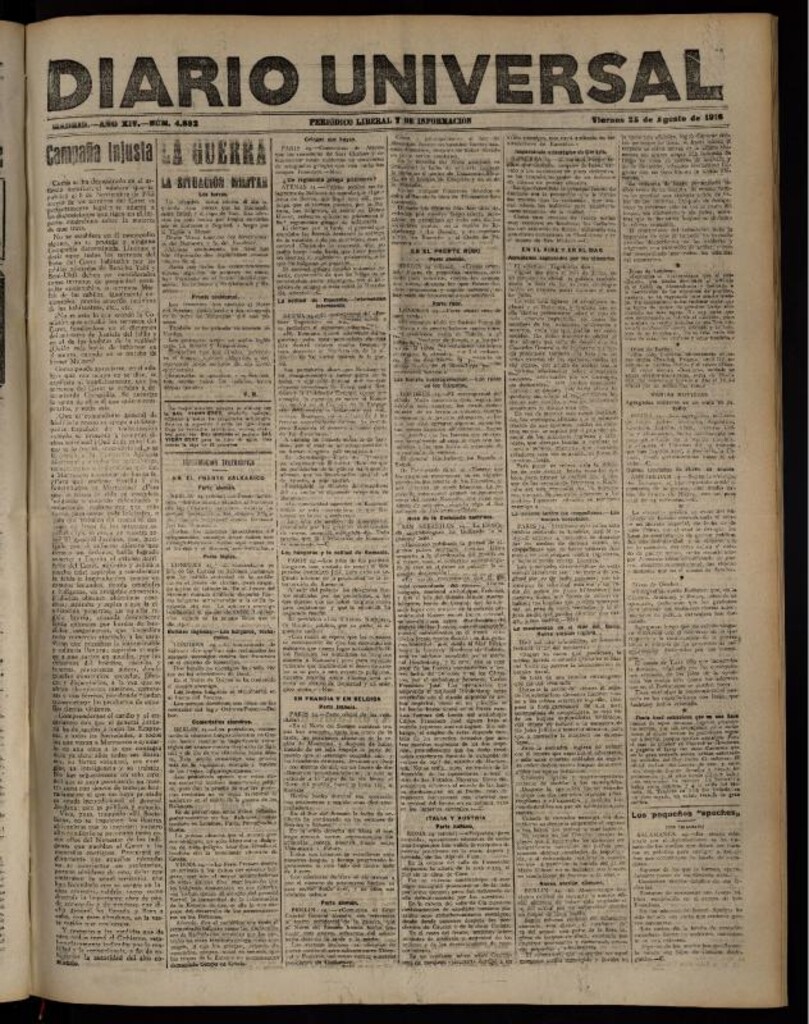 Miniatura de Diario Universal del 25 de agosto de 1916