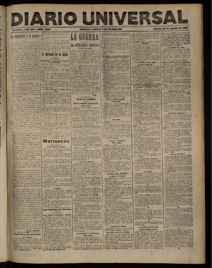 Miniatura de Diario Universal del 26 de agosto de 1916