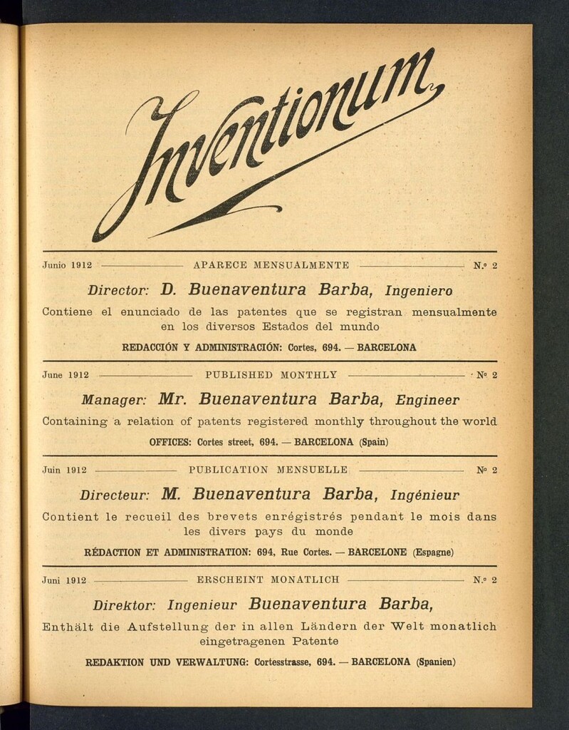 Miniatura de Inventionum de junio de 1912