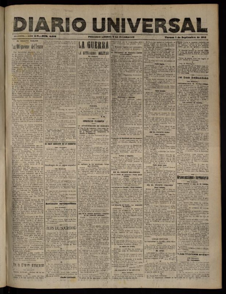 Miniatura de Diario Universal del 1 de septiembre de 1916