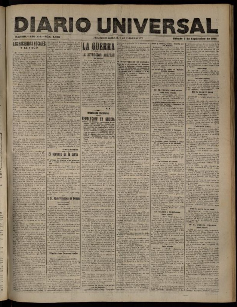 Miniatura de Diario Universal del 2 de septiembre de 1916