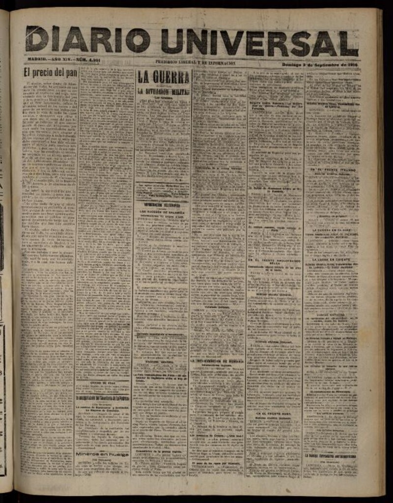 Miniatura de Diario Universal del 3 de septiembre de 1916