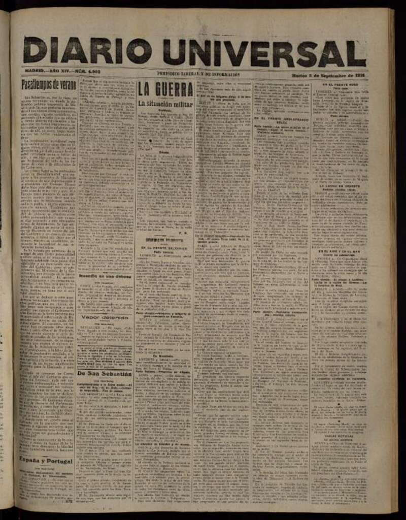 Miniatura de Diario Universal del 5 de septiembre de 1916