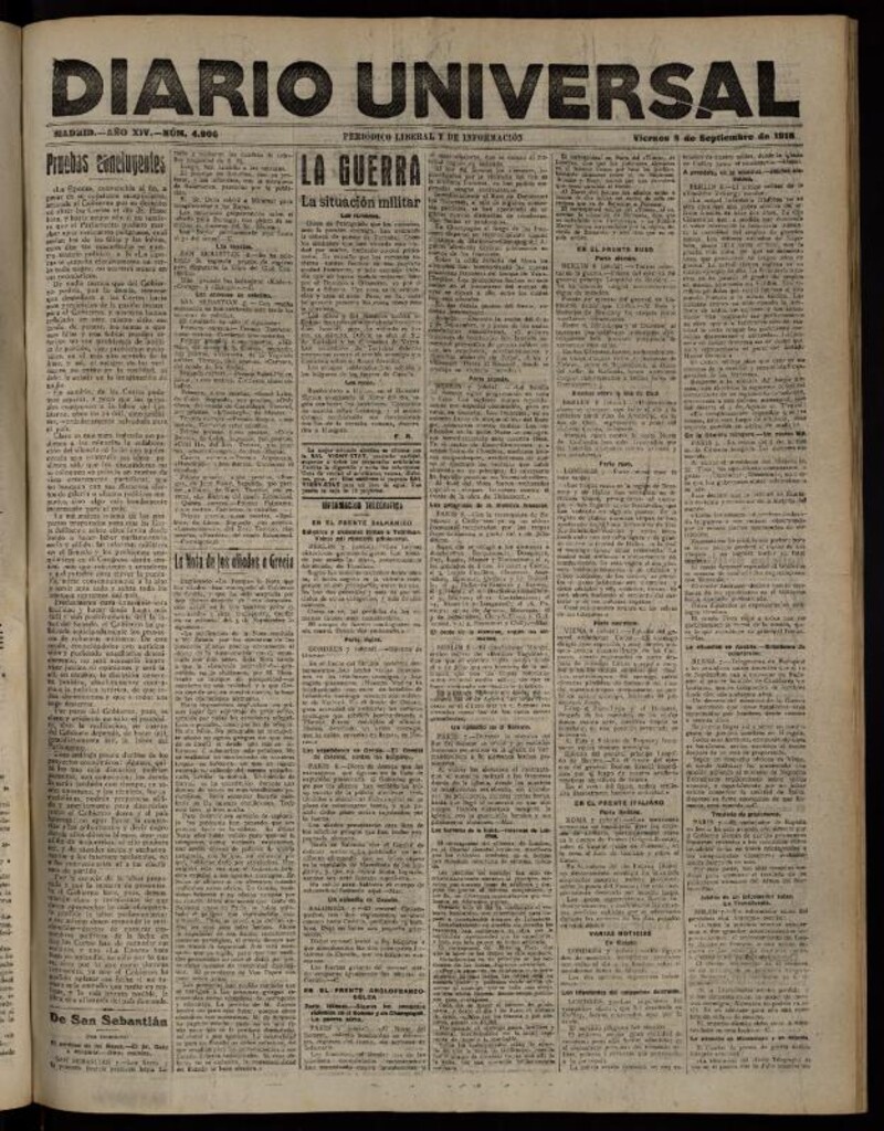 Miniatura de Diario Universal del 8 de septiembre de 1916