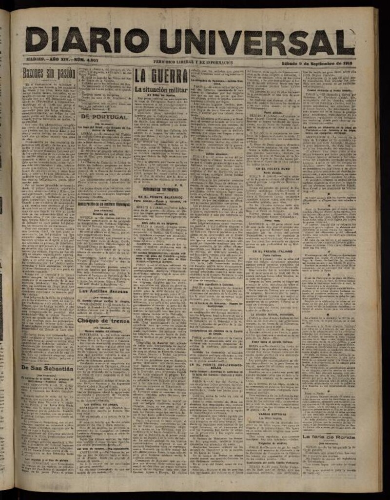 Miniatura de Diario Universal del 9 de septiembre de 1916