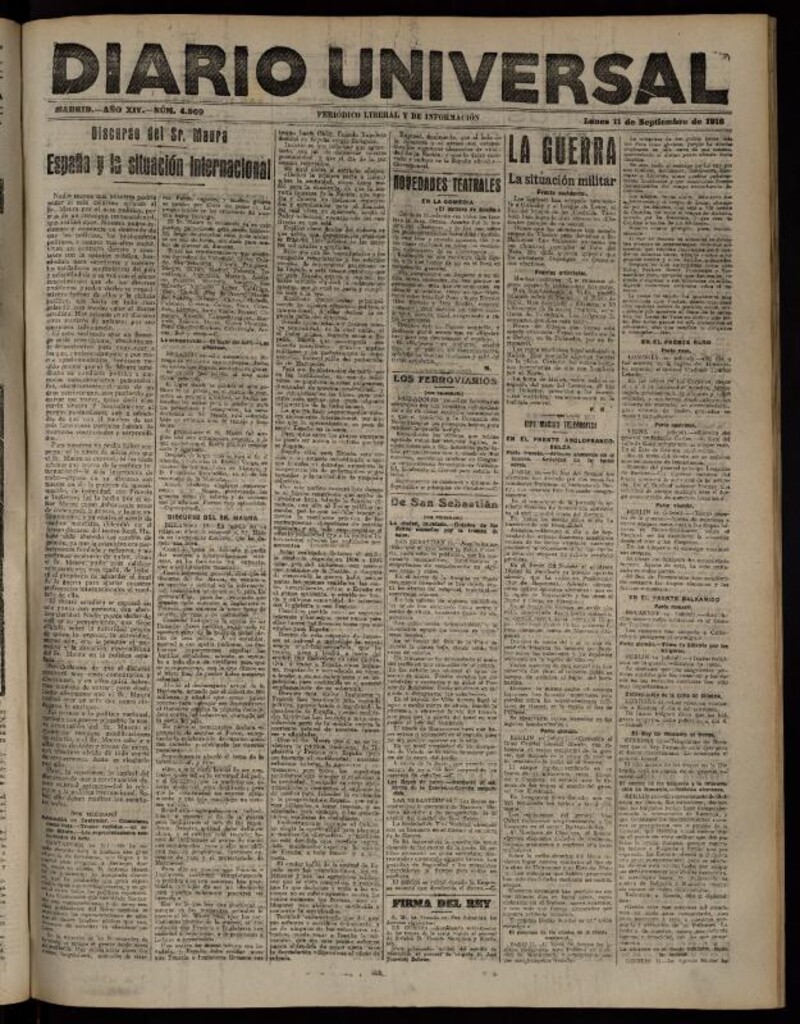Miniatura de Diario Universal del 11 de septiembre de 1916