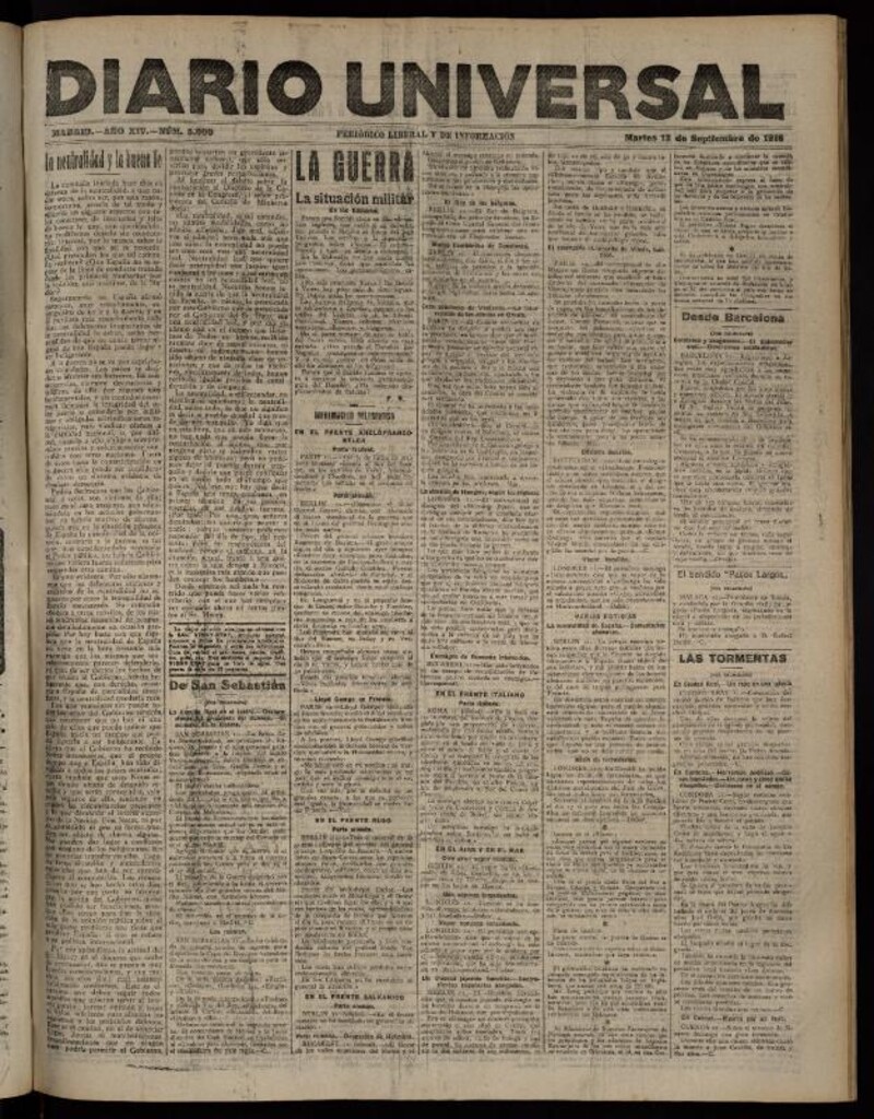 Miniatura de Diario Universal del 12 de septiembre de 1916