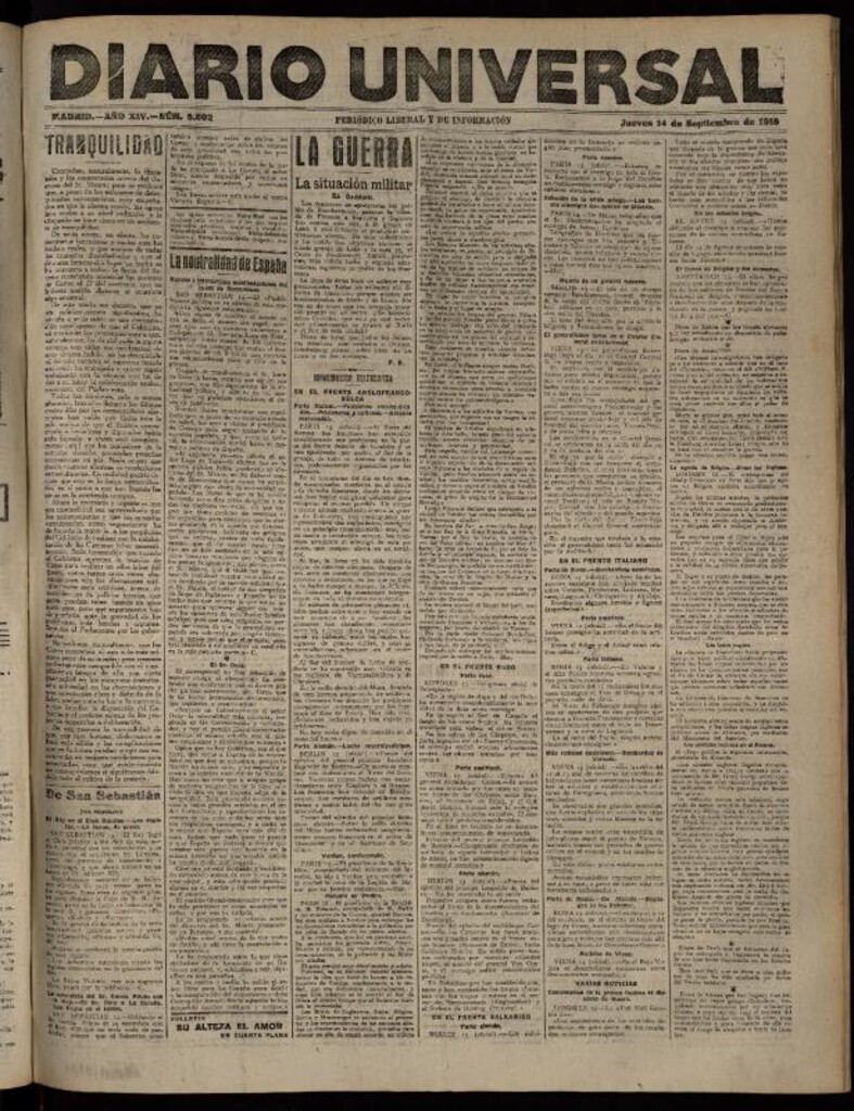 Miniatura de Diario Universal del 14 de septiembre de 1916