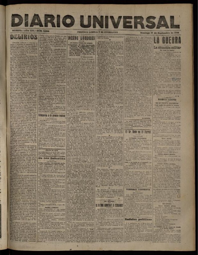 Miniatura de Diario Universal del 17 de septiembre de 1916