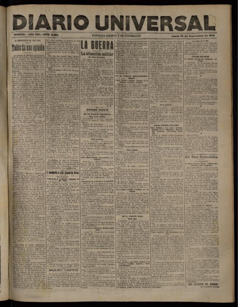 Miniatura de Diario Universal del 18 de septiembre de 1916