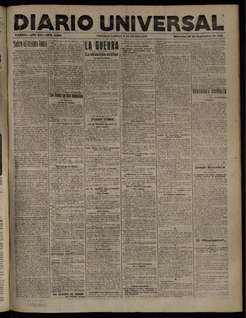 Miniatura de Diario Universal del 20 de septiembre de 1916