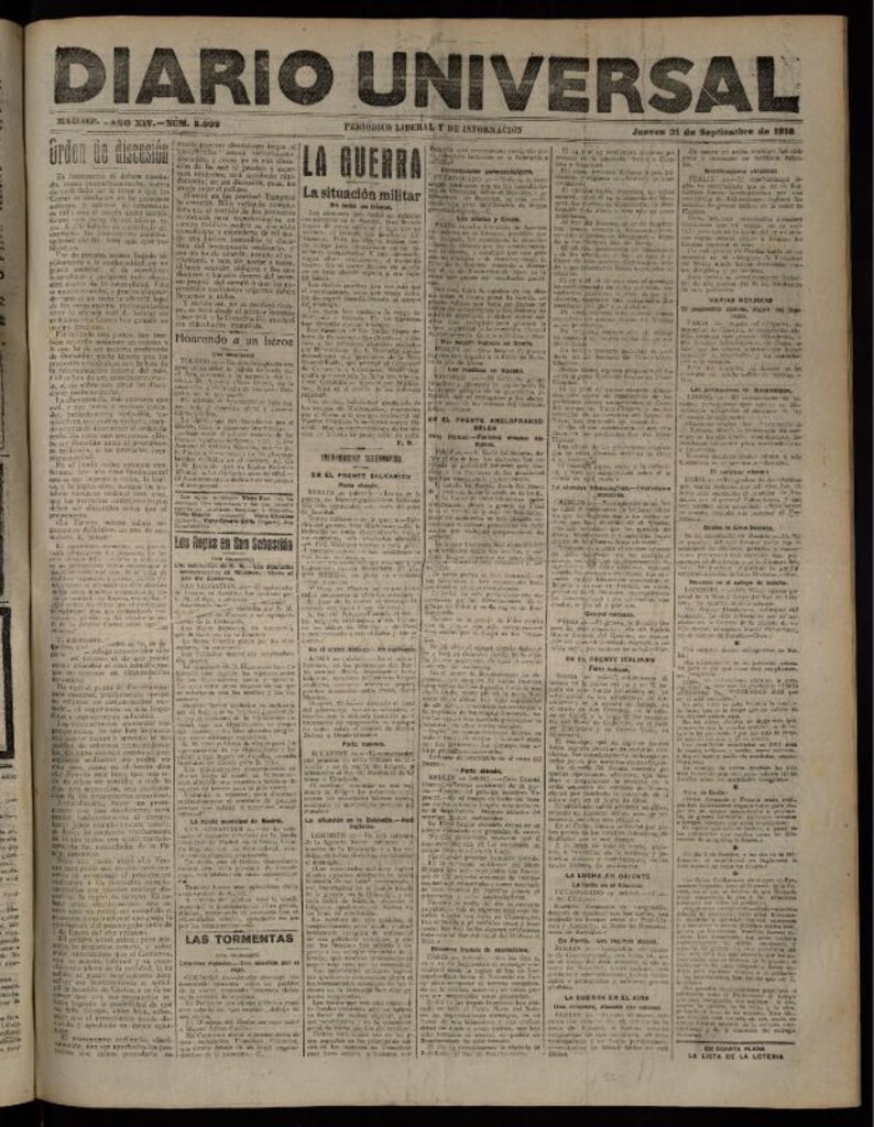 Miniatura de Diario Universal del 21 de septiembre de 1916